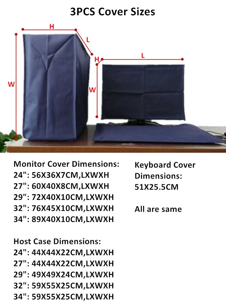 3 in 1 Oxford Desktop Computer Dust Cover Suit Waterproof 19-29 Inch Keyboard Host LCD Screen Protective Cover Household Durable