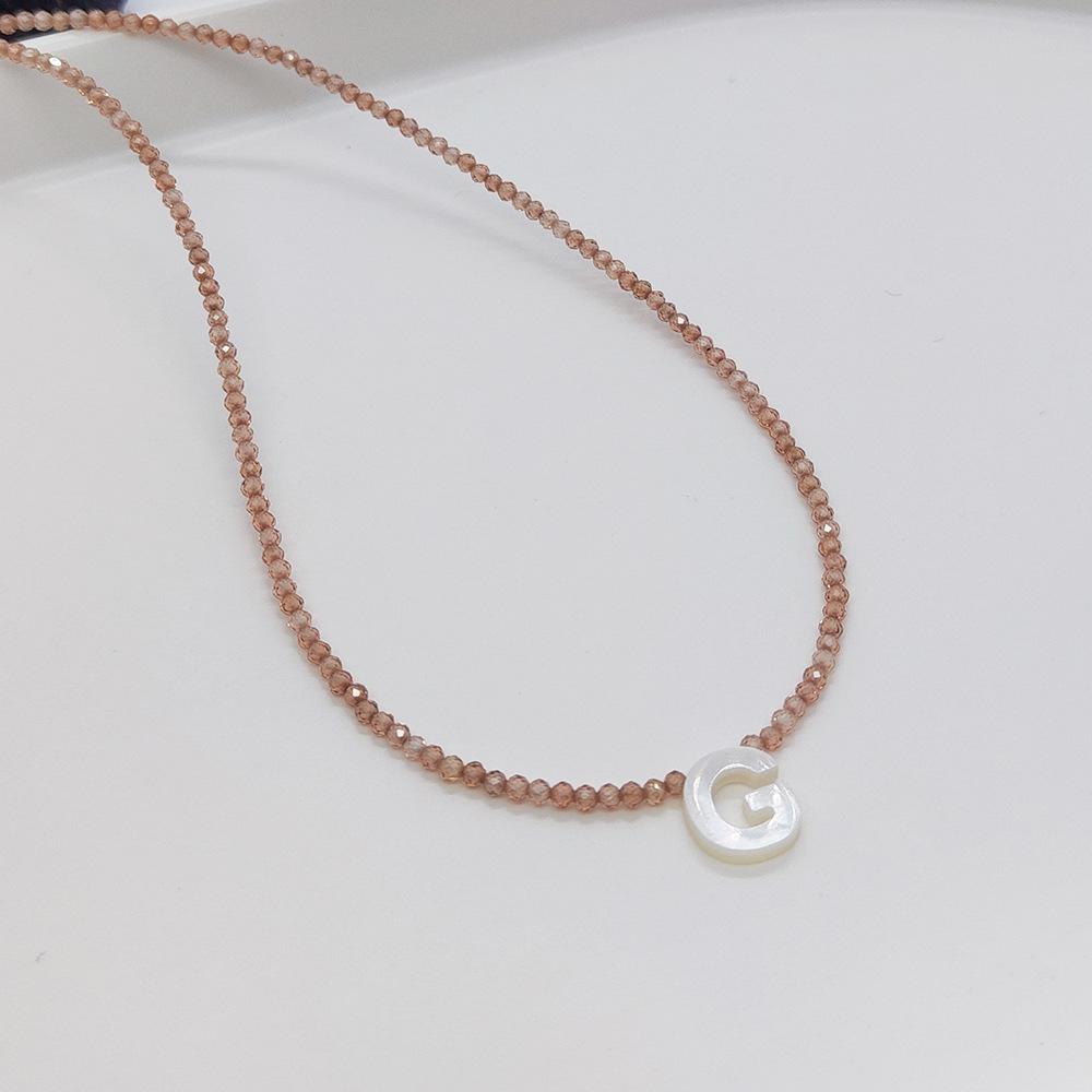 Elegant 2m Zircon Beaded Clavicle Chain: 26-Letter Deep Sea Shell Necklace for Women.