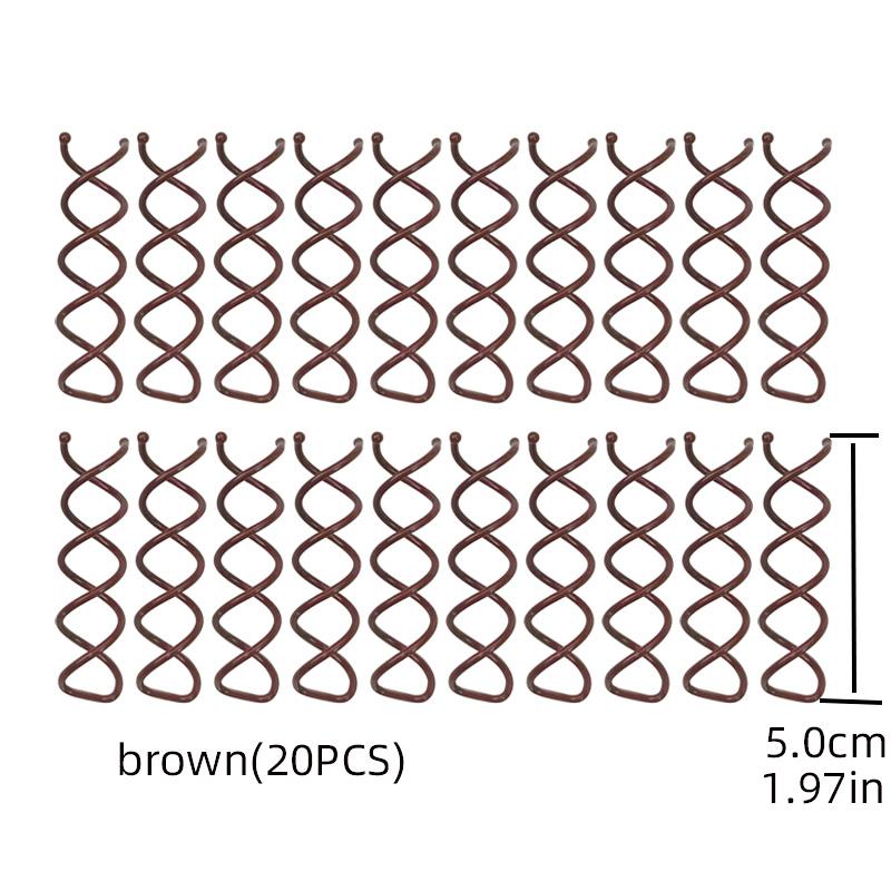 Set da 20 pezzi di accessori per capelli a forma di disco a spirale, strumenti per lo styling dei capelli marroni e neri, vendita diretta in fabbrica