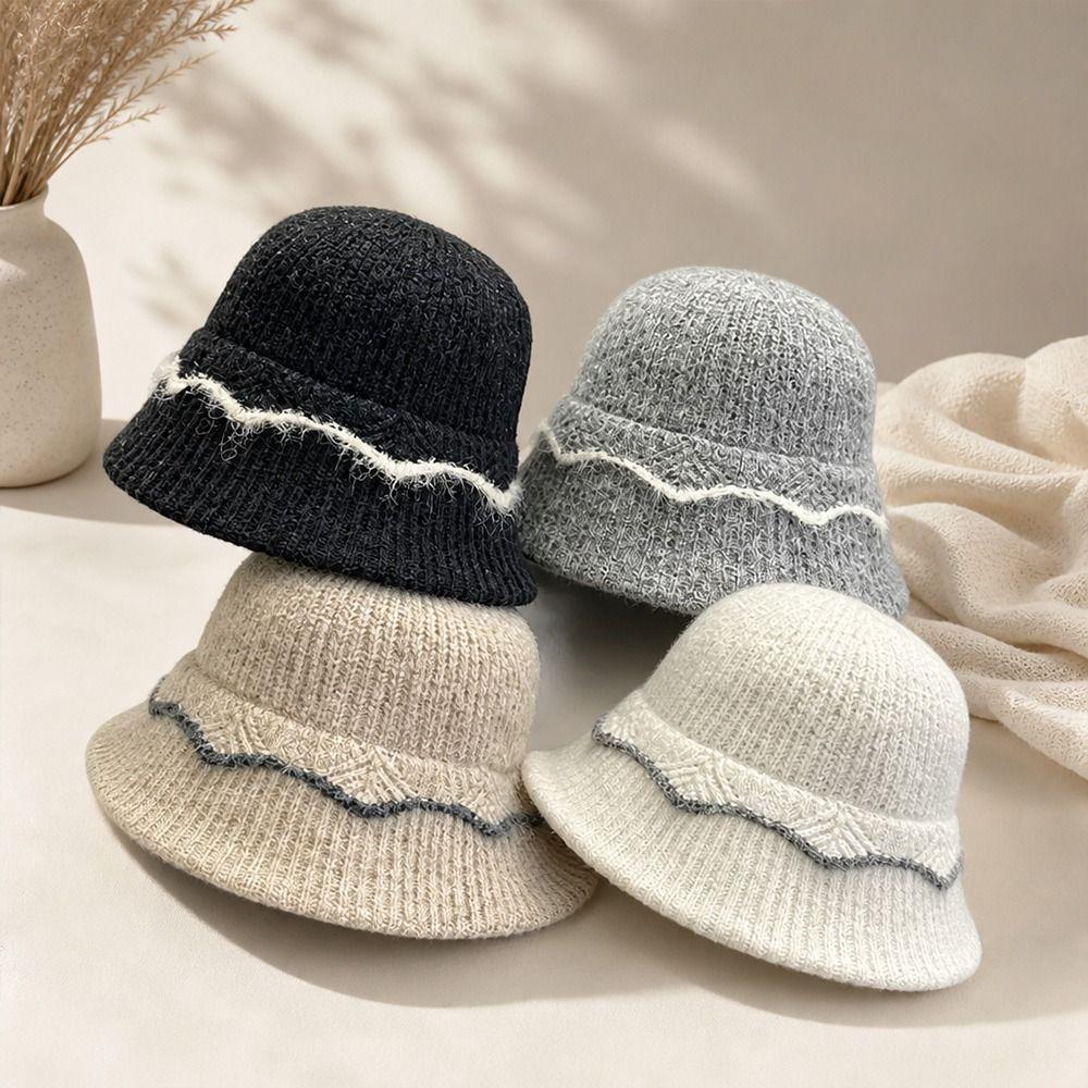 Wool Knitted Fisherman Hat Cold-Proof Beanie Hat New Bucket Hat  Autumn