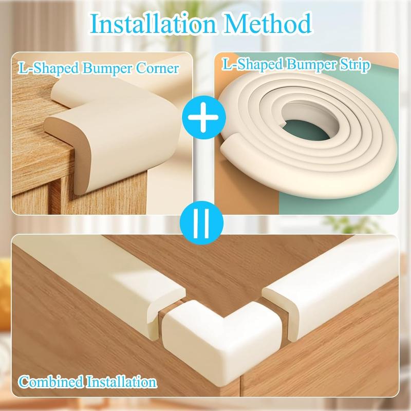1Roll Baby Safety Table Corner Protector Strip with 4 Self Adhesive Corner Guards Soft NBR Foam Baby Proofing Edge Corner Guards