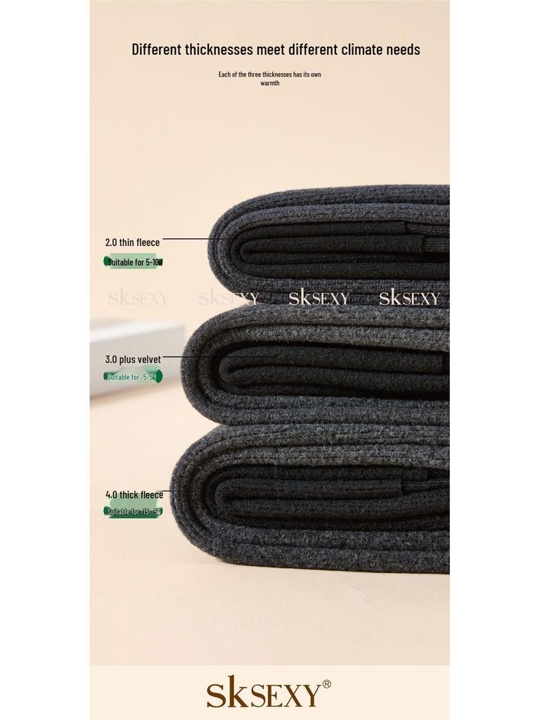 SK553 Women's Gray Slimming Fleece-Lined Stripe Pantyhose - Warm Autumn/Winter Style
