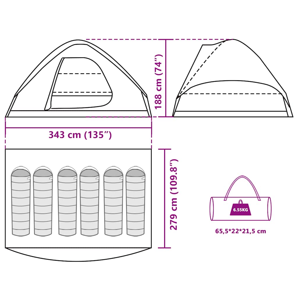 Dome Family Tent for 6 Persons Camouflage Pattern Waterproof
