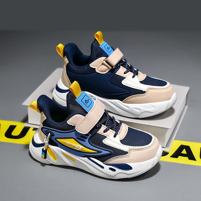 Boys shoes sports shoes autumn new mesh shoes soft sole children middle and older children boys mesh white shoes students