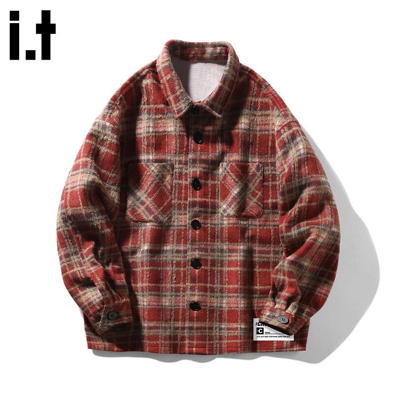 CHOCOOLATEit Men's Loose Fit Plaid Casual Shirt