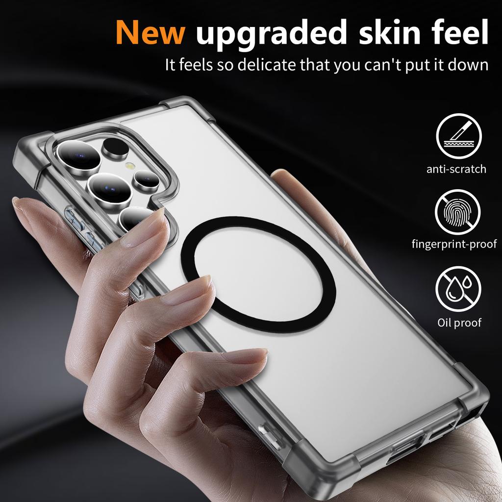 For Samsung Galaxy S24 Ultra Case Compatible with MagSafe Reinforced Corners TPU+Acrylic Back Cover