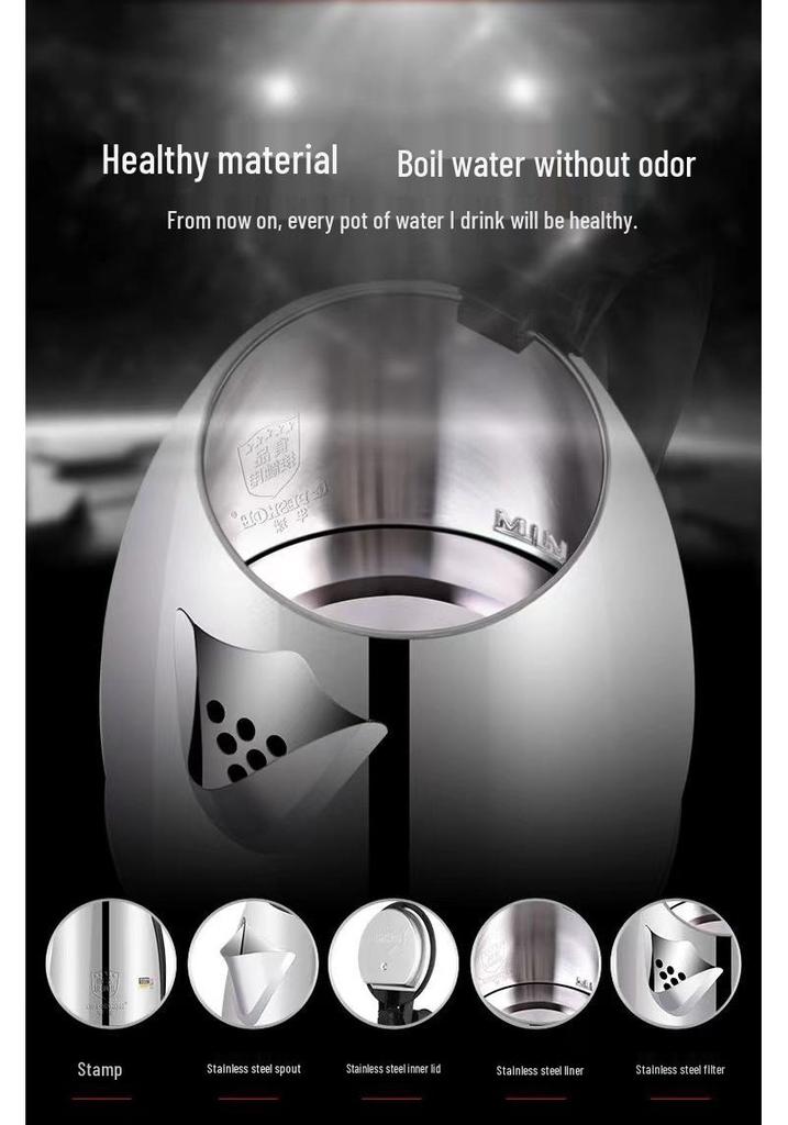 Positive Hemisphere Stainless Steel Electric Kettle, 2L Large Capacity, Auto Power-Off, Keep Warm Feature