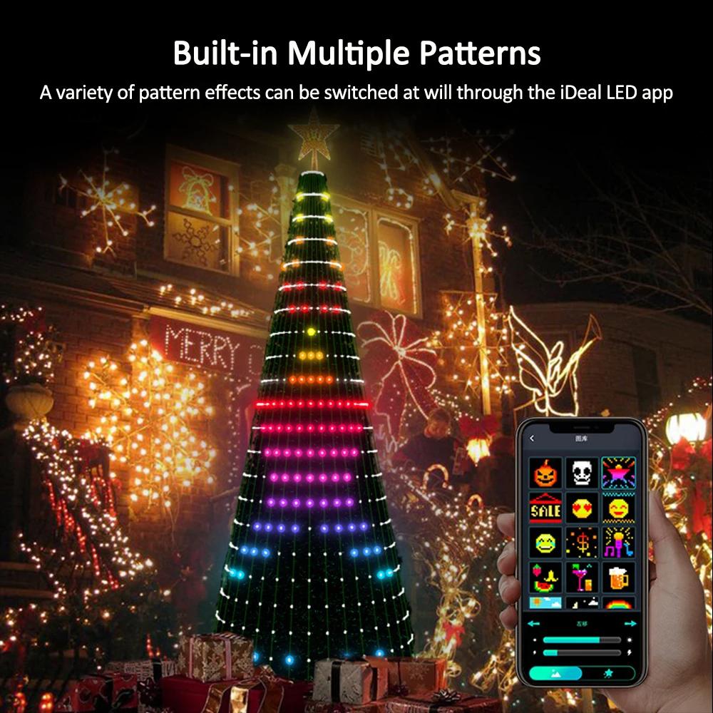 2.1M Smart Xmas Tree Lights Garland Xmas APP Bluetooth DIY Images RGBIC Christmas Waterfall Light String Festival Decoration