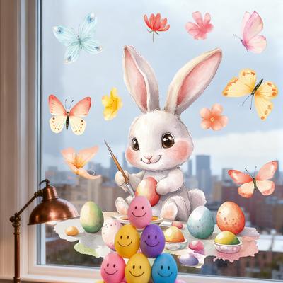 Easter Window Static Cling Stickers Rabbit and Egg Design Home Door Glass Decoration 2026