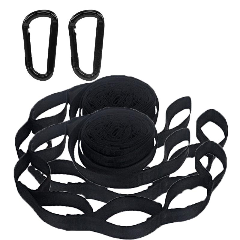 2PC Hammock Straps Special Reinforced Polyester Straps 5 Ring High Load-Bearing Barbed Black Outdoor Camping Hammock Straps