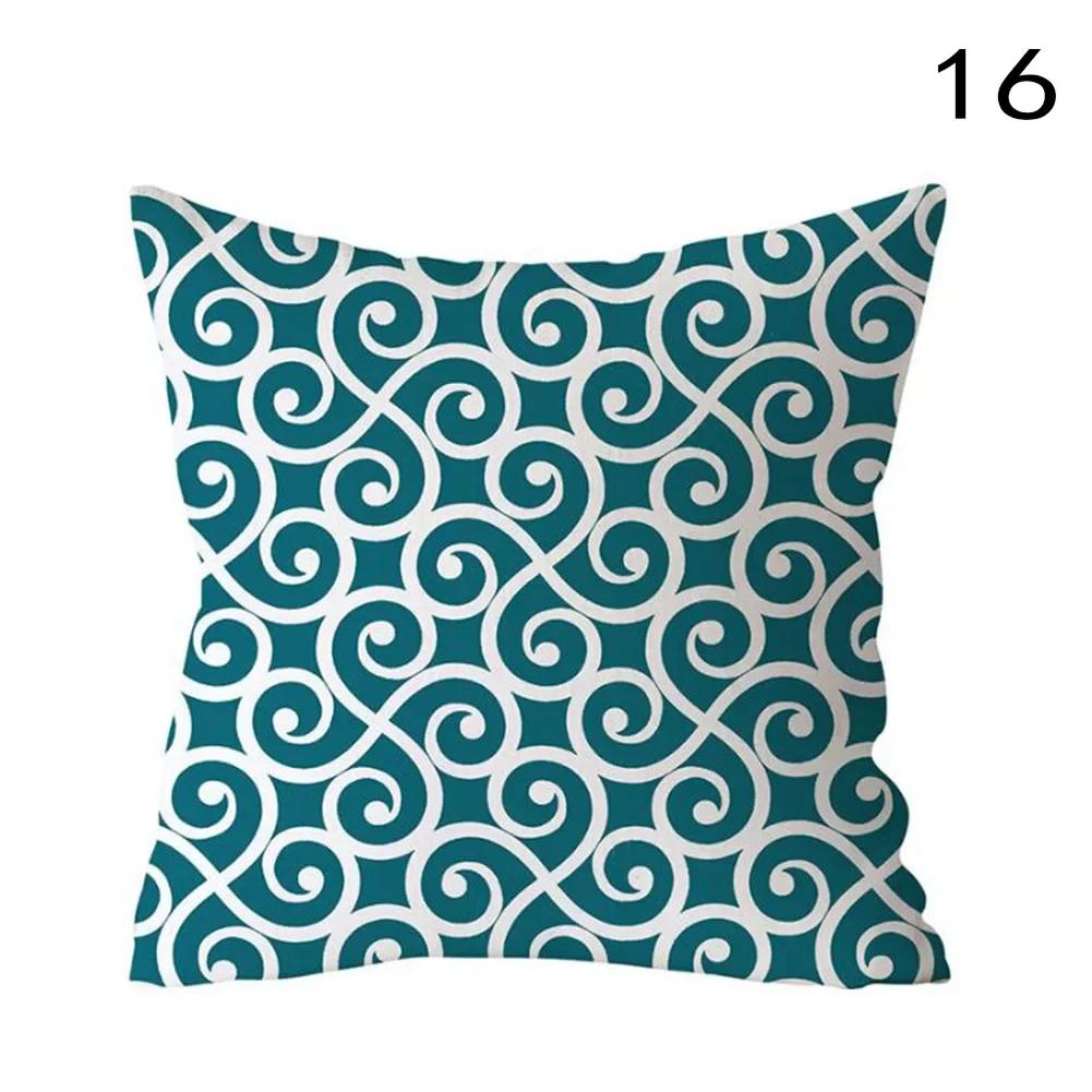 

_ European Blue Green Pillowcase Printing Sofa Cushion Cover Home Decoration Throw Pillow Pillowcase,(11) 66x66cm