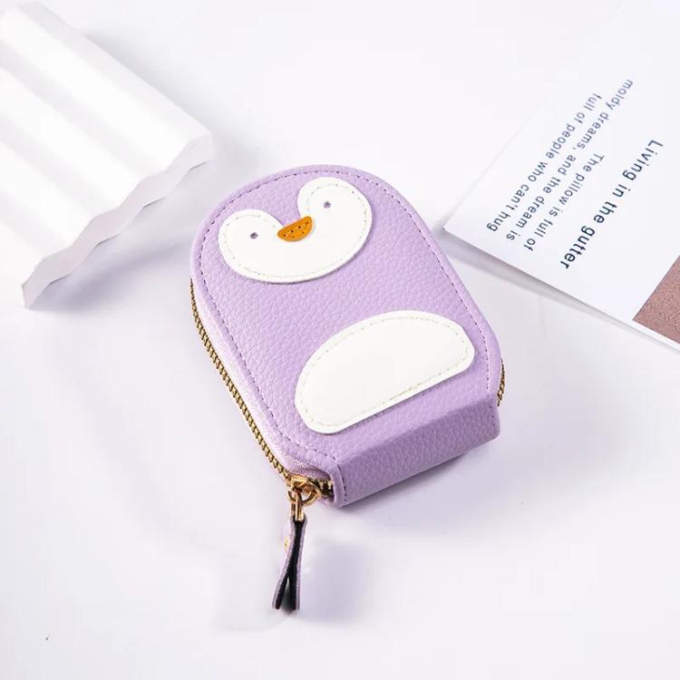 Cute Penguin Pu Leather Card Wallet Large Capacity Organizer with Multi Card Slots and ID Document Holder Women Card Bag