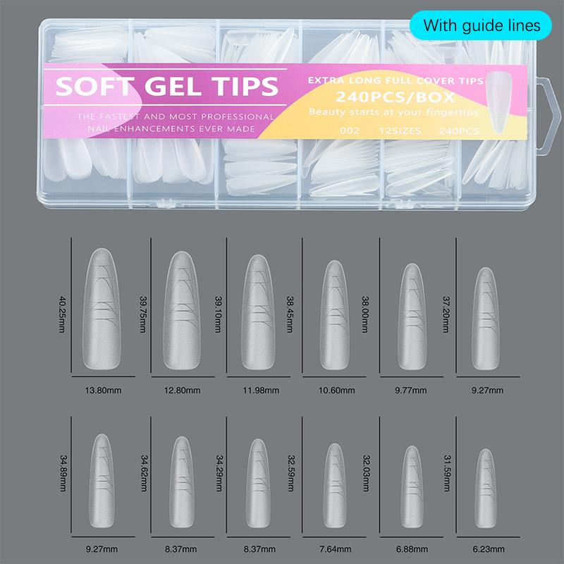 240 Stück Ultra-Dünne Doppelseitige Falsche Nägel Mit Hilfslinie Spurlos Nagelspitzen Klare Verlängerung Falsche Nägel DIY