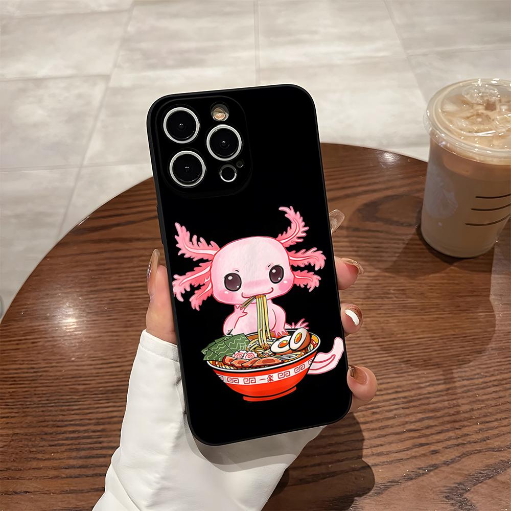 Axolotl And Ramen Phone Case For 17 Pro Max Iphone 14 Pro Max 12 16 15 13 Pro 11 Xr X Xs 8 7 Plus Back Cover