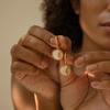 Retro Natürliche Muschel Sonne Mond Runder Kreis Anhänger Halskette für Frauen Edelstahl Gold Farbe Charms Creolen Ohrringe