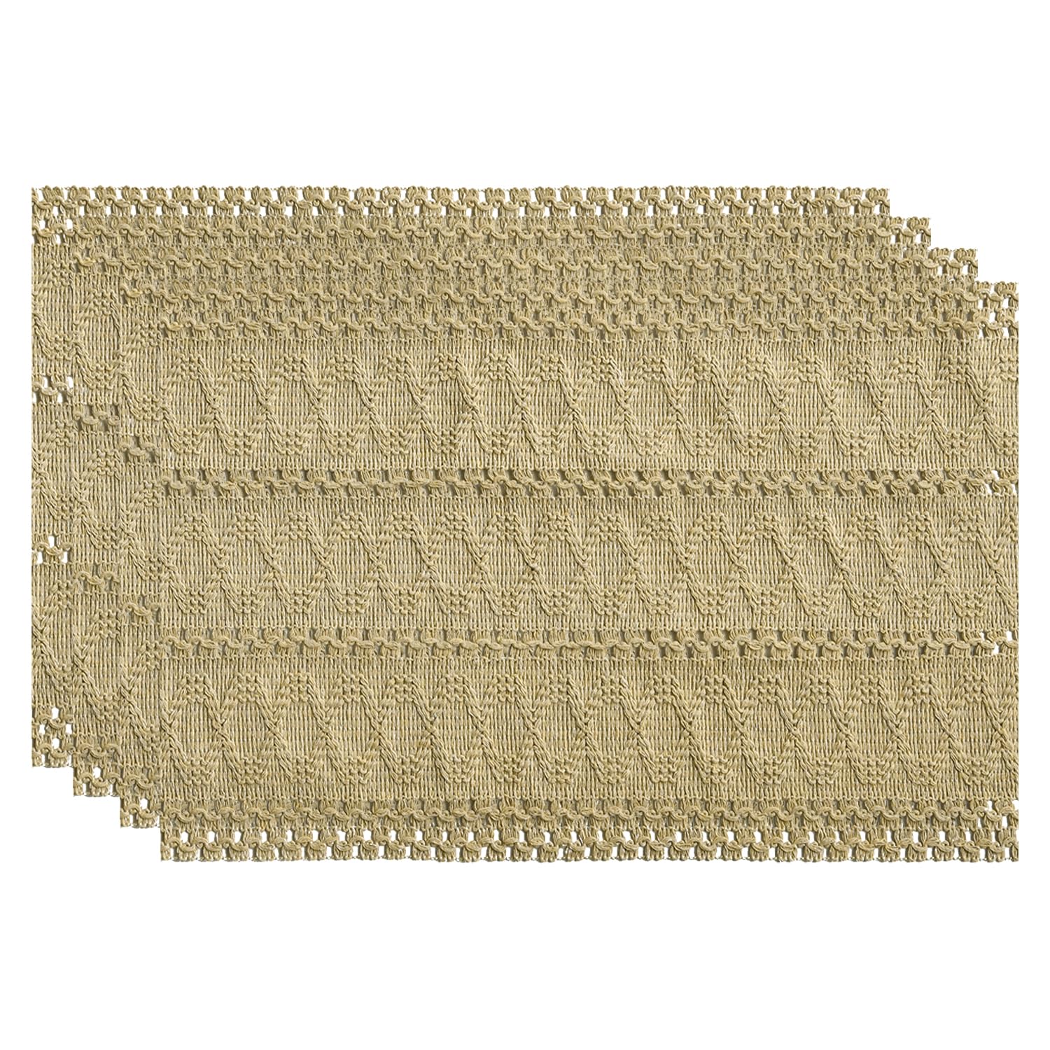 

Pink Farmhouse Woven Rustic Hollow Placemats Set of 4,12x18 Inch Seasonal Holiday Table Mats Party Kitchen Dining Decoration 12 x 18 , 4 Pcs