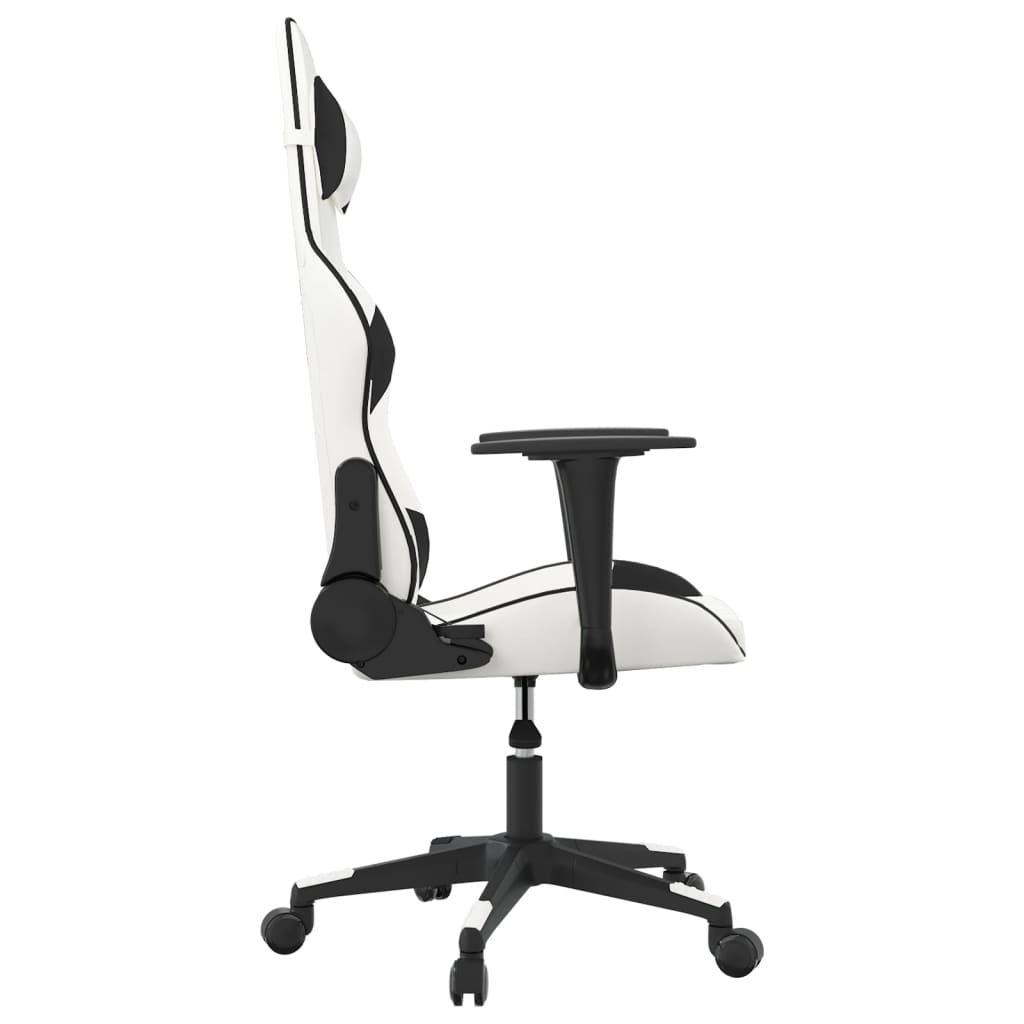 Gaming Chair in White and Black Artificial Leather