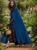 European Size Women's Hooded Woolen Cloak - Versatile, Long Style, Plus Size, Five Colors