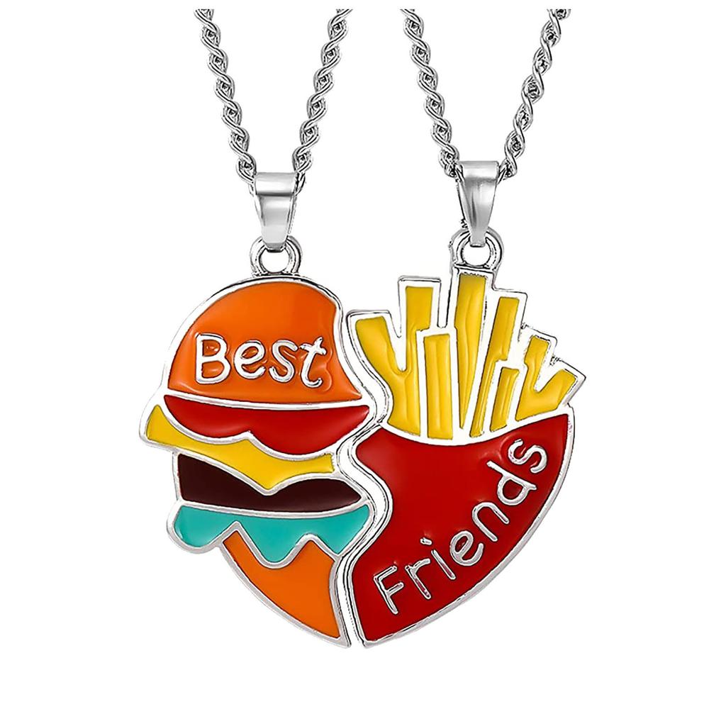 2022  Friend Metal Dripping Oil Necklace Color Love Stitching Alloy Pendant New Creative Heart-shaped Necklace
