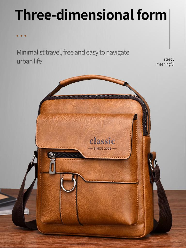 Herren Messenger Bag Leder Crossbody Schultertasche Klassische wasserdichte Aktentasche Satchel Reisetasche