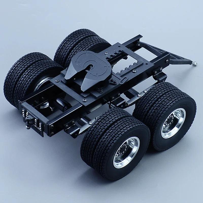 Alt Metal 1 & 2 Aksler Trailer med Træk Femtehjul til 1/14 Tamiya RC Lastbil SCANIA 770S VOLVO FH16 BENZ MAN LESU Bil