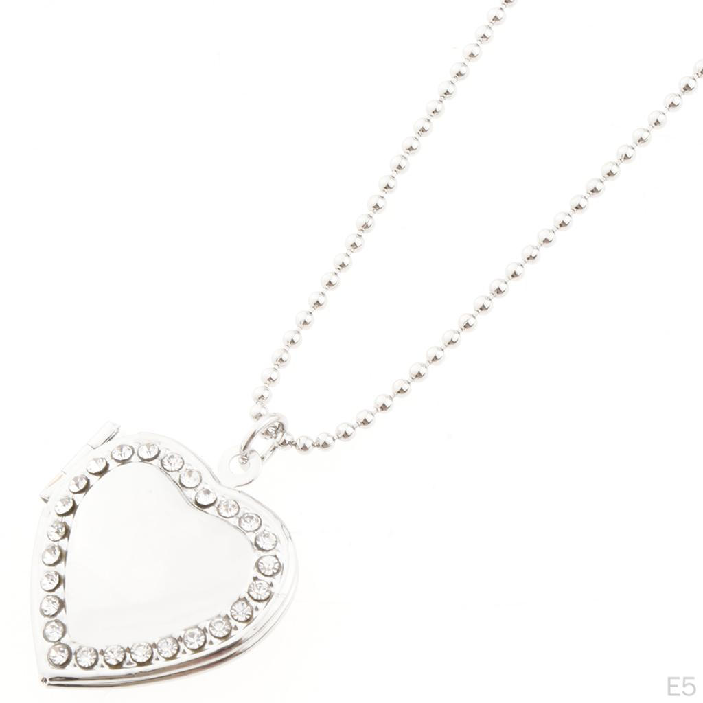 Copper Little Heart Crystal Photo Picture Locket Charms Pendant Chain Necklace