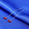 BELLA BOX Sterling Silver Needle Festive Japanese And Korean Earrings With Tassels, Long Cherry Blossom Red Bead Earrings, And Red Bean Ear Threads