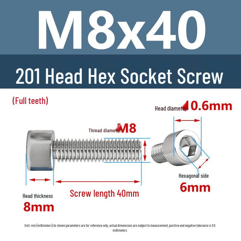 Yigu 201 Stainless Steel Cup Head Hexagon Screws and Bolts - M3, M4, M5, M6