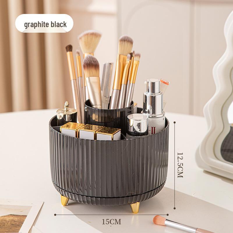 Rotating Makeup Brush Holder and Cosmetics Organizer чёрный