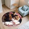 Pink calico cat pattern round rug,Carpet Rug for Living Room Bedroom  Playroom ,Non-slip Floor Mat,Holiday Gifts and Birthday Gifts.