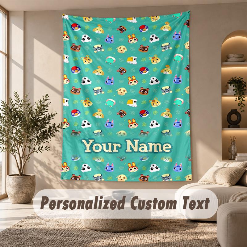 Tapestry Custom Name Text, Wall Hanging Tapestry Home Room DecorAnimal Crossing