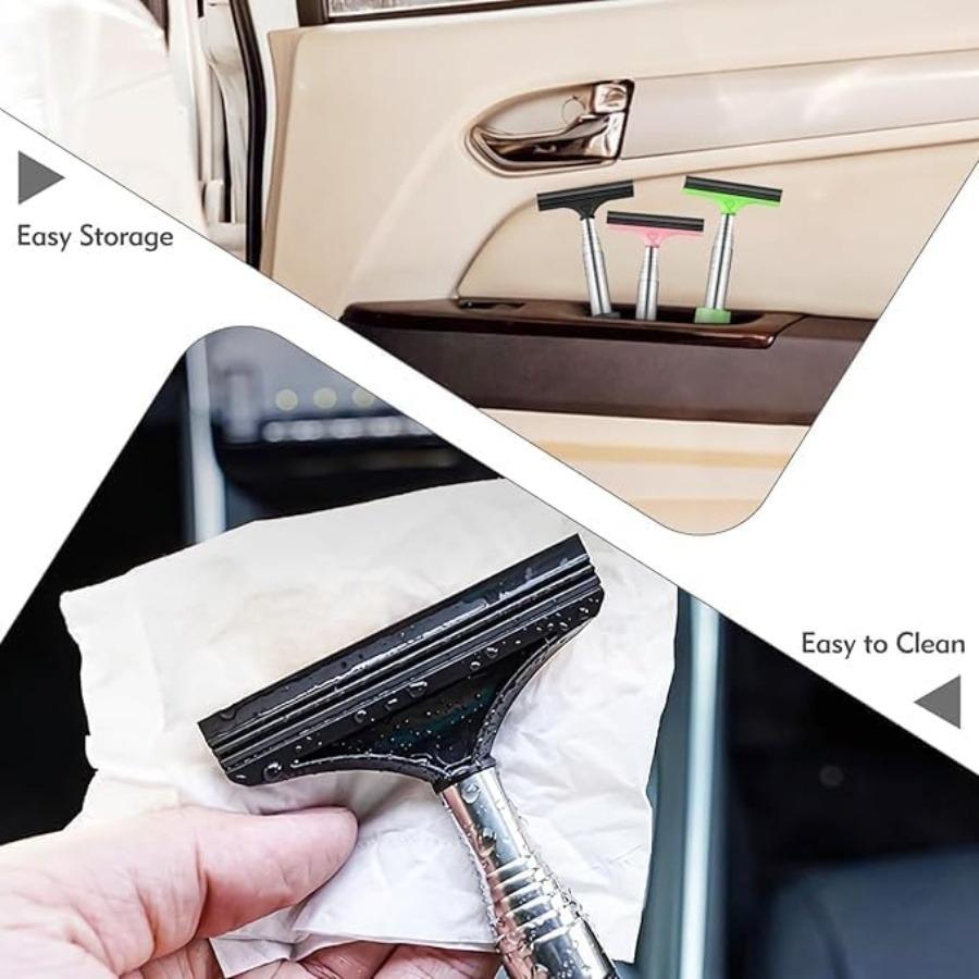 Retractable Car Rearview Mirror Squeegee Stainless Steel Glass Cleaning Scrubber Multi Functional Telescopic Window Wiper