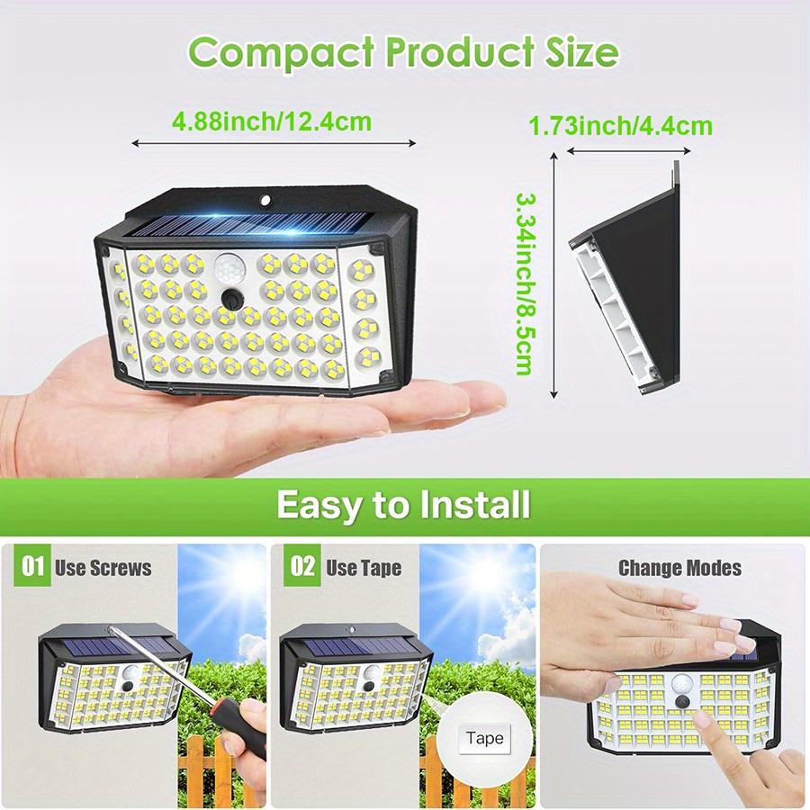 132 LED Solar Motion Sensor Light Wide-angle Illumination, Outdoor Garden Fence Wall Courtyard Safety Solar Powered Floodlight