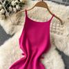 Summer Knit Sexy Strap Dress Women  Elatic Waist Bodycon Sundress Female Beach Split Backless Long Dress
