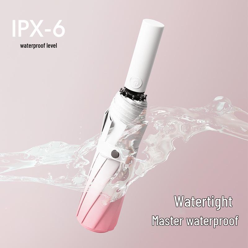 12-Rib Automatic Folding Gradient Sun & Rain Umbrella, Black Glue Anti-UV Protection