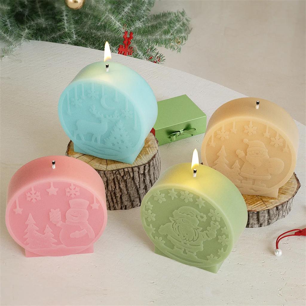 Christmas Crystal Ball Candle Silicone Mold Handmade Christmas Tree Snowman Elk Fragrance Ornaments Aroma Plaster Molds