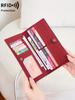 Portefeuille Minimaliste Ultra-fin pour Femme Blocage RFID Porte-cartes de Crédit Pliage Bifold Long Portefeuille pour Femme Couleur Unie Pochette Portable