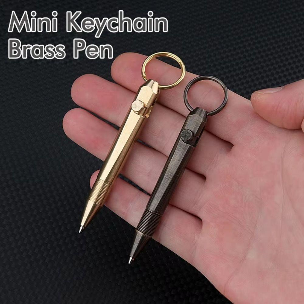 All-Metal Mini Brass Pen Cylindrical Neutral Ballpoint Pen Travel Pocket Pen School Supplies