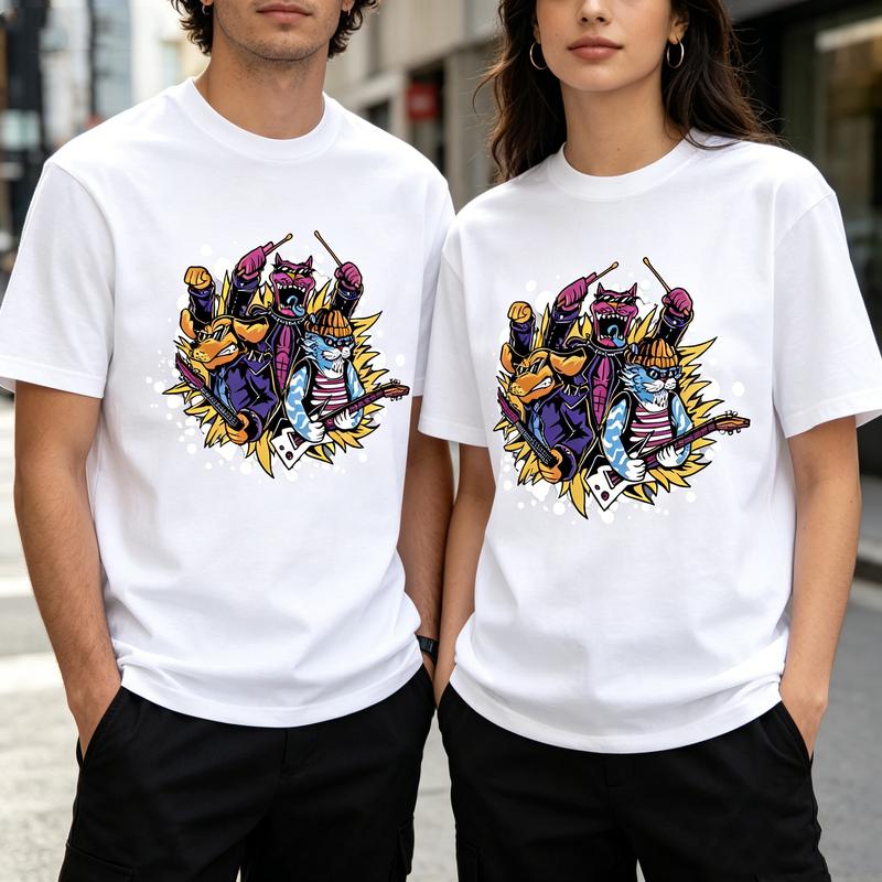 Rock Band Cats Graphic Tee for Unisex Unisex Music Lover T Shirt Casual Summer Top