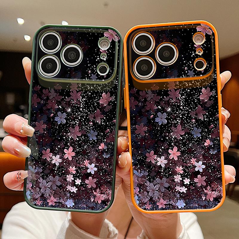 Magnetic For Magsafe Case For iPhone 17 Pro Max Starry Sky Cherry Blossom Pattern Skin Feeling Cover For iPhone 16 15 14 13 Pro Max