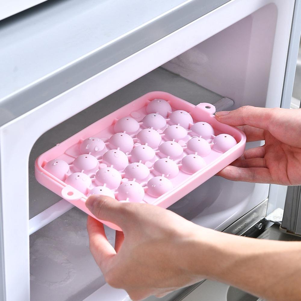 Easy Release Ice Cube Tray Silicone Ice Ball Maker Mold With Lid Round Ice Sphere Tray Home