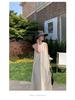 Women's Casual Sleeveless Pleated A-line Dress with Hollow-Out Design