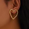 Salircon Simple Irregular Hollow Love Heart Stud Earrings for Women New Gold Color Piercing Earrings Lady Party Ear Jewelry