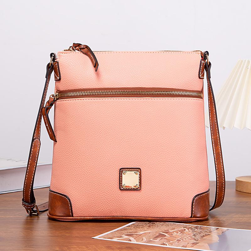 Dámská taška Vintage Pebbled Lychee Grain Textura Crossbody taška Vícebarevná dámská taška