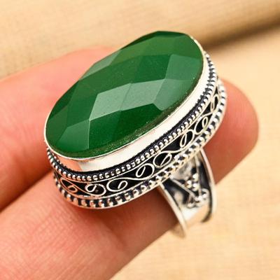 Green Onyx Gemstone Handmade 925 Sterling Silver Wonderful Jewelry Ring