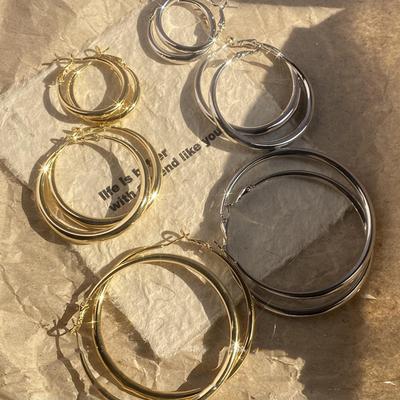 European and American Exaggerated Round Plain Ring Earrings, Cold Wind Earrings, Light Luxury Earrings