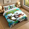 3-teiliges Bettwäsche-SetKung Fu Panda Weiche Bettlaken und Zwei Kissenbezüge Heim Schlafzimmer Dekoration