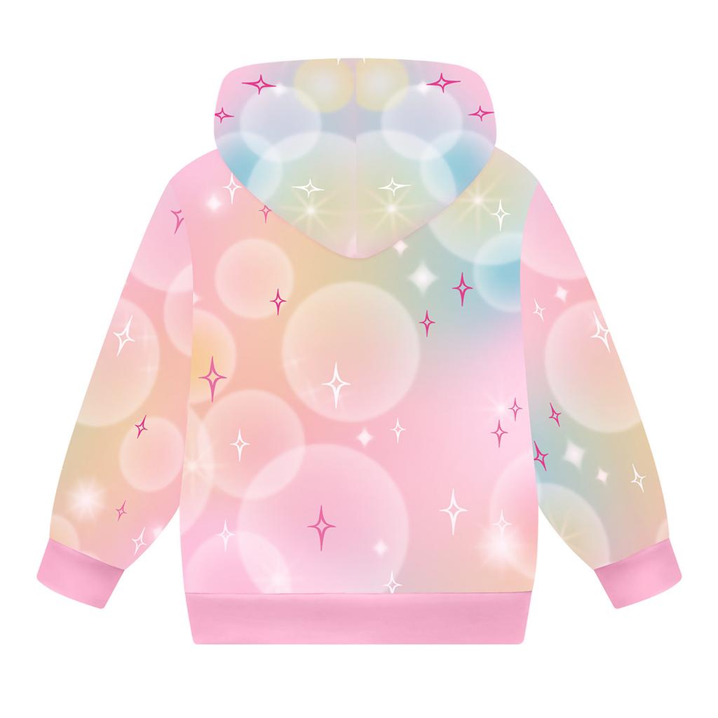 Girls Hoodie 3D Cartoon Jacket Sweatshirt Music Zip Hooded Long Sleeve Tops