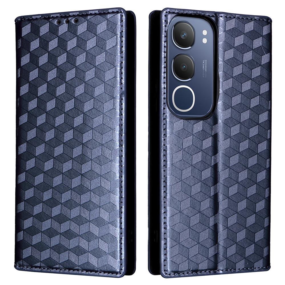 For vivo Y19s 4G/Y29 5G Wallet Case Rhombus Imprinted Leather Phone Cover