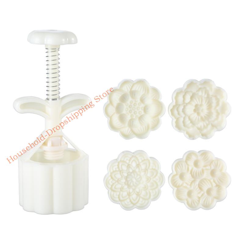 85AD Plastic Mooncake Stamp Flower Mooncake Mold Festival Hand Press Molds
